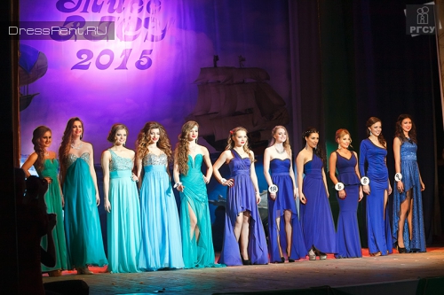 Зеленые и синие платья на конкурс красоты в прокат