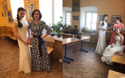Бальное платье Adrianna Papell  белое в аренду