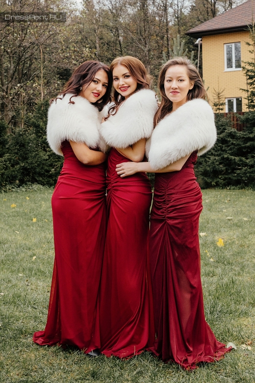Красные вечерние платья для подружек невесты в прокат