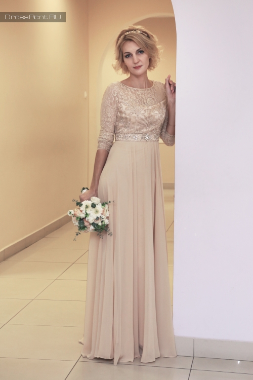 Светлое вечернее платье Sue Wong в прокат для невесты