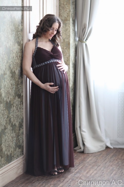 Платье цвета шоколада Js boutiqueна напрокат на фотосет в  беременность