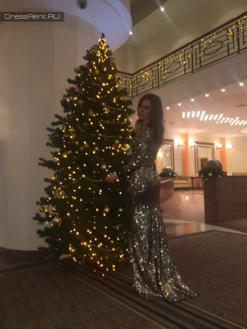 Золотое платье  Badgley Mischka на новый год напрокат