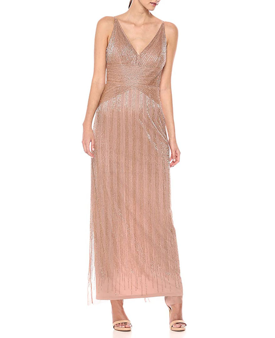 Adrianna papell rose gold sequin gown hotsell